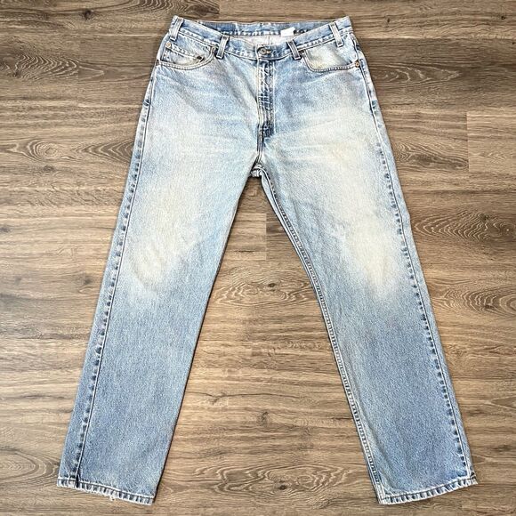 Vintage Levi's 505 Jeans Men 36x31 Blue Light Wash 2000 Straight Leg Regular Fit - Picture 1 of 12
